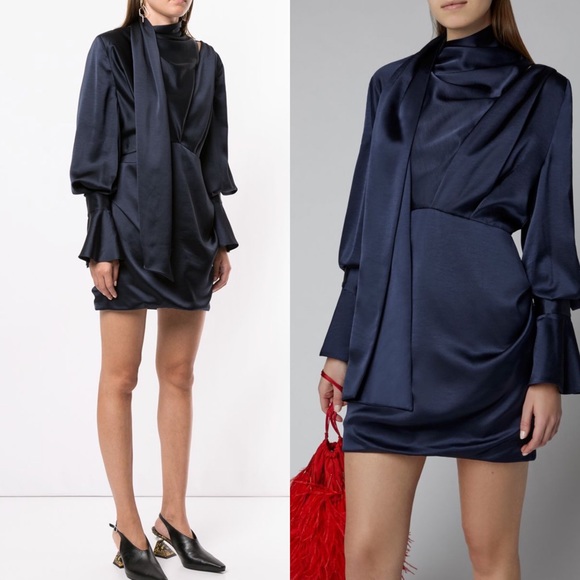 NWOT Acler Navy Draped Mini Dress sz 2 - Picture 2 of 8